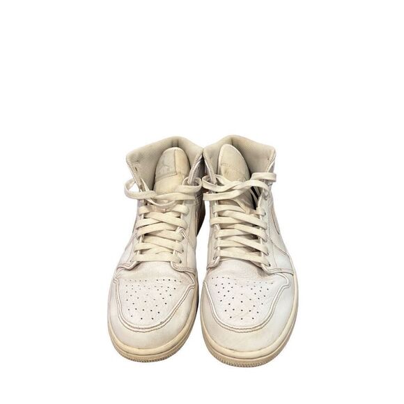Nike Air Jordan 1 Mid Triple White Men 9 Leather 554724-109 Sneakers Shoe main image 9